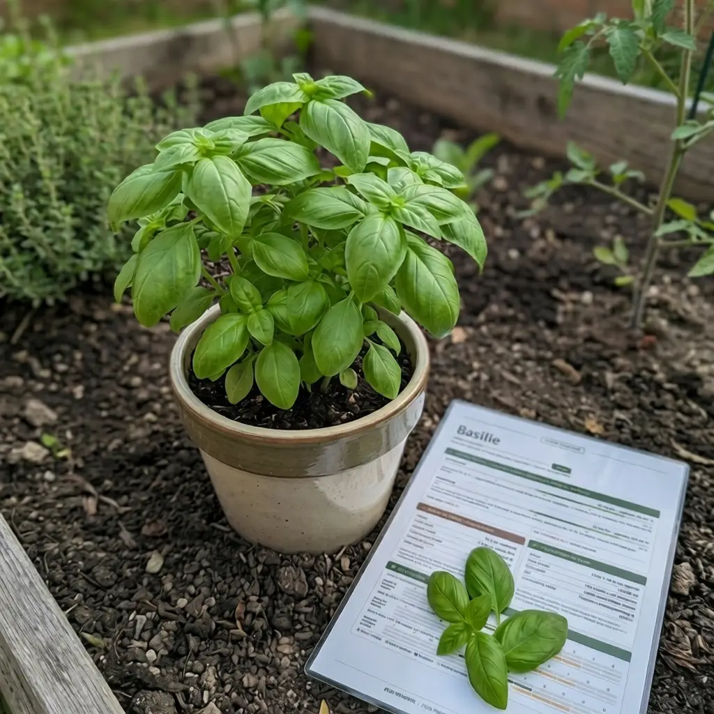 Pot de basilic avec sa fiche de culture Fiches Vertes