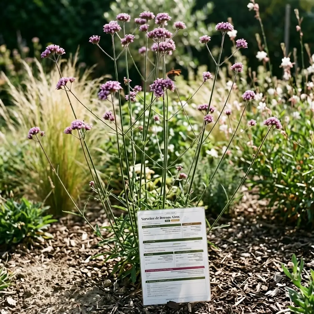 Verveine de Buenos Aires en fleurs avec sa fiche de culture Fiches Vertes